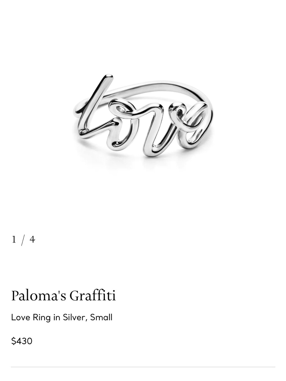 Tiffany & Co. Paloma's Graffiti Love Ring in Silver